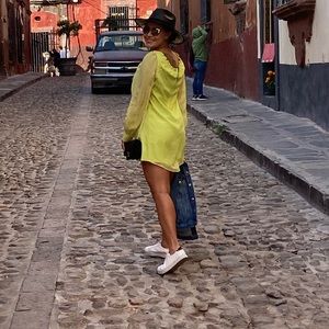 Lime green chiffon dress